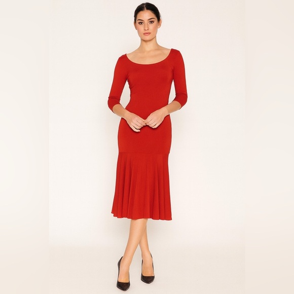 Ralph Lauren Collection Purple Label Fit Flare Red Dress Midi Cocktail Vintage S - Picture 10 of 10